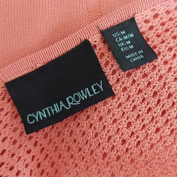 Cynthia Rowley Coral Peach Fit & Flare Crochet Knit Sleeveless Dress Size M - Picture 10 of 10